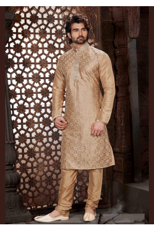 Golden Color Silk Kurta Set